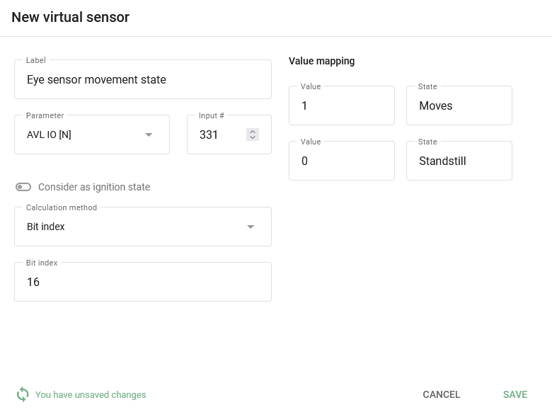 Setting up the Virtual Sensor to read the Eye sensor's motion status